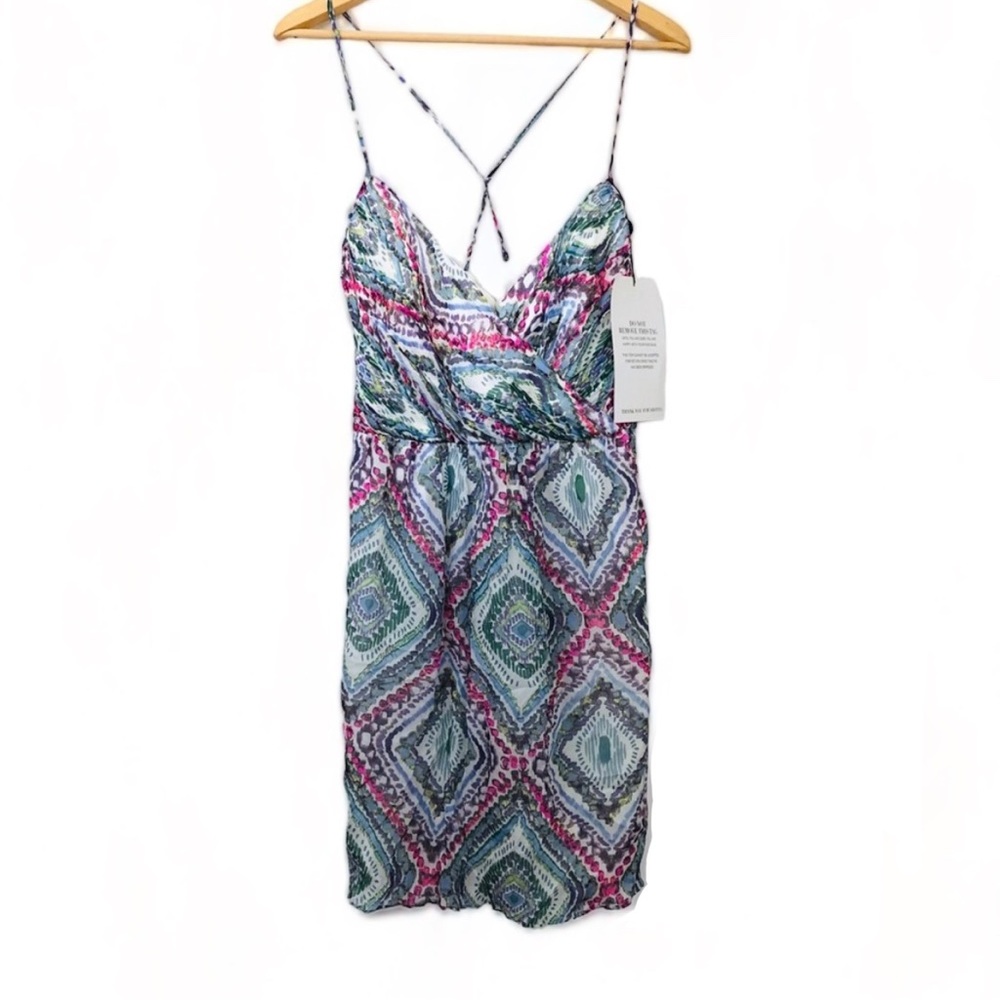 Shoshanna 100% Silk Boho Watercolor Strappy Dress